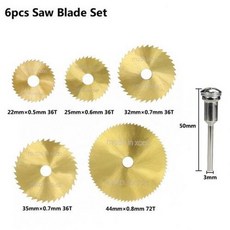 [해외] XCAN 티타늄 코팅 미니 로터리 커팅 디스크 2225303544MM 3MM 맨드릴 목공 원형 톱 블레이드, 6pcs Set