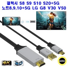 슈퍼그린 MHL 2M/3M 갤럭시S8 S9 S10 + 노트8 9 10 LG G8 G7+V30 V50 TV연결 덱스 미러링 HDMI 케이블 넷플릭스지원, 미러링 TV 케이블 C타입 블랙/레드-3M