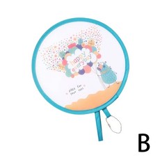편한 부채 선물 무대 장식용 미니 휴대용 접이식 선풍기 만화 포켓 천 자수 꽃 실크 라운드 크리에이티브 팬 M3F5, 1개, 2) B