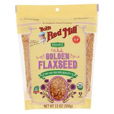 Bob's Red Mill Organic Golden Flaxseeds Resealabl Bob's Red Mill 유기농 황금 아마씨 재밀봉 가능한 스탠드업 백 13 OZ(, (Gluten Free Kosher 95%+ Orga, 1개