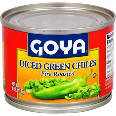 Goya 고야 깍둑썰기한 그린 칠리 파이어 로스티드 113g 4팩 4팩, 4개
