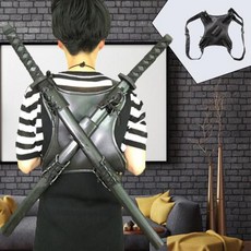 레이피어 언월도 롱소드 PU 가죽 하네스 가방 더블 칼 칼집 다시 스토리지 케이스 코스프레 할로윈 장식을위한 스트랩 의상 홀스터