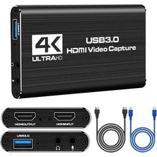 캡쳐보드 라이브 스트리밍 비디오 캡처 카드 Joaachy 4K 오디오 USB3.0 HDMI 카드(Loop Out 1080p 60fps 레코더 포함) 게임 녹화 방송 회의용 - hdmi녹화기