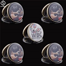 5 pcs 스포츠 스타 무하마드 알리 1942 2016 cassius 클레이 미국 minted 첫 번째 제목 싸움 권투 구리 소장 동전, 1개, 단일