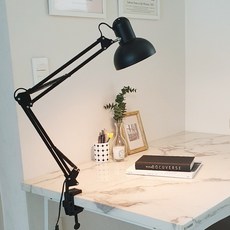 [메가] 제도 집게 책상 스탠드+LED램프, A-집게+12W하얀빛(램프), 블랙