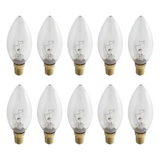 일광전구 촛대구 백열전구 장식전구 샹들리에전구, E14-투명25W, 10개, 전구색
