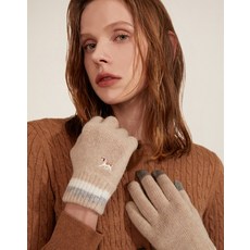 24FW [선물추천][Online Limited] 아이보리 퍼피자수 울혼방 장갑 HIGV4F921I2