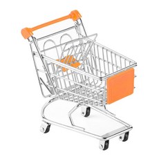GHSHOP 미니 쇼핑 카트 어린이 푸시 카트 장난감 슈퍼마켓 금속 손수레 장난감 다목적 미니 슈퍼마켓 보관 장난감, 금속 PP, 1개, 주황색