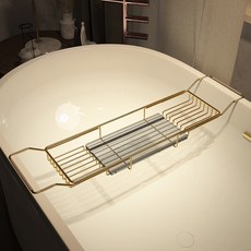 욕조 받침대 트레이 선반 반신욕 호텔 사우나 테이블, 그레이 크리스털 골드 확장 가능, 1개