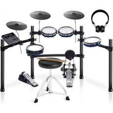 ACE360 전기 드럼 세트(더블 쿼티 메시 전자 패드 포함) 초크 포함 3x12인치 심벌 12인치 개별 스탠드 5인치 베이스 52개 이상의 키트 및 918개 사운드 블루투스, ACE-310, 1개