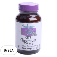 블루보넷 GTF 크로뮴 200mcg 글루텐 프리 베지 캡, 9개, 100정