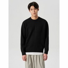 8SECONDS 에잇세컨즈 이중직 라운드 니트 블랙 424151EY35