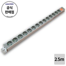 동양전자 국내산 14구 알루미늄 멀티탭 콘센트 (과부하차단), 1개, 2.5m