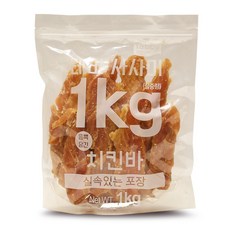 테비 사사미 1kg 대용량 강아지간식, 치킨바, 1개 - 강아지간식1kg