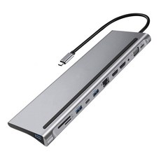 맥북용 USB C 허브 C타입 분배기 HDMI 호환 4K RJ45 VGA 멀티 도킹 스테이션 노트북 어댑터 12 in 1, [01] 12 in 1 HUB, 1개