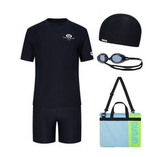 아레나 남아동 수영강습 키트 수영복4부수영복+래쉬가드+수모+수경+망사가방스타트A4BB1KB02BLK 여름 휴가 바캉스