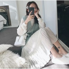 디비자라 현품 수유 가능-1#임부복 봄신상 쉬폰원피스+니트조끼가디건