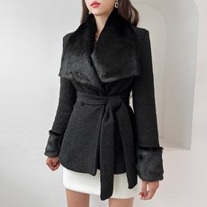 금찌 허쉬 빅카라 테리 하프 퍼 코트 JK7016 G
