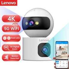레노버 4K PTZ 와이파이 카메라 듀얼 렌즈 홈 실내 무선 CCTV 감시 카메라 자동 추적 보안 보호 베이비, 03 미국 플러그_01 CHINA, 02 6MP 64G SD Card