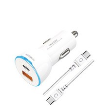 엑티몬 PD+QC 분리형 2구 초고속 차량용충전기(+CtoC케이블포함), 83W, 화이트