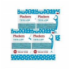 Plackers 플랙커스 트윈 라인 덴탈 플로스 치실 150개입 4팩 Twin-Line Dental Floss Picks