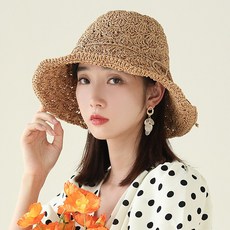 MISMMO 밀짚 모자 여 하 는 접 을 수 있 는 차양 캡 아 이 싱 그 러 운 부채 꽃 코바늘 햇 캐 주 얼 하 게 어 울 리 는 작은 연 어부 모자 연한 가 색 입 니 다.