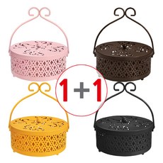 [1+1] (엔틱 모기향 연소기 E타입 1P+1P=총2P) 휴대용 모기향 받침대 거치대 케이스 걸이형 홀더 야외용 캠핑용, 엘로우 1P, 다크브라운 1P