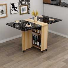 원룸 DIY 대리석무늬 접이식 4인용 좁은주방 이동식 슬라이딩식탁 보조조리대, 대리석4(120x60)