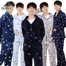 DOSSY 남성 밍크극세사 수면잠옷 상하의 세트 5종