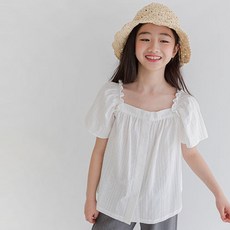 미드 여아 아동 주니어 스퀘어 셔링 블라우스