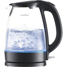 COMFE 스테인리스 전기주전자 1.7리터 차주전자 전기 온수주전자 1500W LED 라이트로 급속 끓임 자동 차단 및 비등 건조 보호