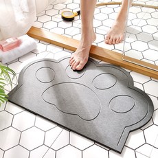규조토 바닥 발 매트 욕실 흡수 패드 건식 화장실 가정용 미끄럼방지 발판, 40x60cm개, 고양이 발 (이형)-회