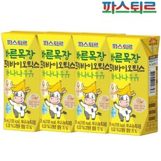 파스퇴르 바른목장 프리바이오틱스 바나나우유, 125ml, 4개