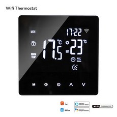 투야 스마트 와이파이 온도 전기 바닥 물 가스 LCD 디지털 터치 구글 홈 알렉사, 8)NO Wifi Electric 16A Black