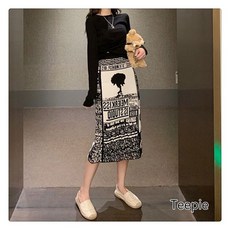티피 임부복 헵번 스타일 패션 트렌드 개성 미디 니트 스커트