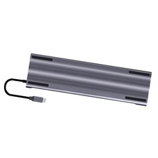 Zeyuan Type C-3x USB 3.0 SD / TF RJ45 HDMI VGA PD Mini DP 3.5mm Hub For Laptop, 280x81x18mm, 알루미늄 합금, 회색