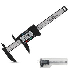 디지털 캘리퍼스 전자 탄소 섬유 버니어 150mm/100mm 플라스틱 게이지 마이크로 미터 눈금자 측정 도구 악기, [01] black, 1개