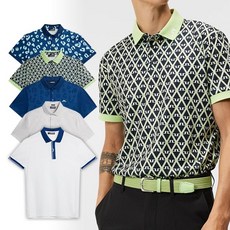 남성 골프웨어 반팔 티셔츠 / 제이린드버그 남자 프린트 폴로 칼라 폴로 레귤러 슬림 핏