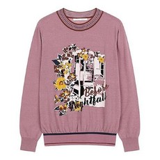 지컷 노라 플라워 립 배색 니트 7219350019