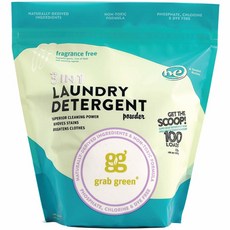 Grab Green 그랩 그린 3in1 세탁세제 파우더 무향 Natural Laundry Detergent Powder 1.81kg, 1팩