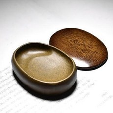 천연석 벼루 붓글씨 수묵화 연대 천연석 흡연 장중보 미니 문방사보, 01 황어연 허리 동그라미[선물함+손가방+묵