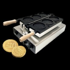 와플 메이커 상업용 원형 한국 동전 스테인레스 스틸 온도 및 시간 제어, 28) 3pcs Korean Coins 220VUK
