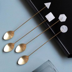 스푼 포크 커피 차 교반기 혼합 휘젓기 섞기 교반 금도금 아크릴, 8.White spoon set, 1개