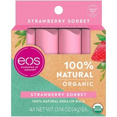 eos USDA 유기농 립밤 - 딸기 소르베트 립 케어 to Nourish Dry Lips 100% 내추럴 및 글루텐 프리 롱래스팅 하이드레이션 0.14, 1, 단일옵션