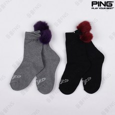 PING [20% 특가할인] 여성 탈부착 퍼 방울 장식 중목 양말, 그레이