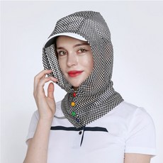체크후드망토햇빛가리개후드형망토