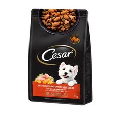 시저 어덜트 소 애견용 연어맛이 곁들여진 최상급 쇠고기 사료, 칠면조, 1kg, 3개