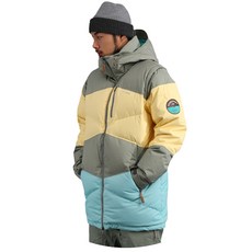 슈가포인트 남성 스노보드 스키 덕다운 자켓. 남자 보드복 스키복 패딩 점퍼. Arrow J - Khaki/Yellow/Green