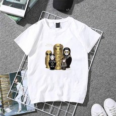 클래식 t 셔츠 여성 멋진 러시아 인형 티셔츠 레이디 100% 코튼 여름 탑스베이스 셔츠 streetwear 화이트 티셔츠