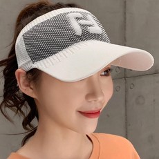 메쉬 니트 썬캡 자외선차단 슬라이드 썬바이저 골프 등산 낚시 모자, 블랙